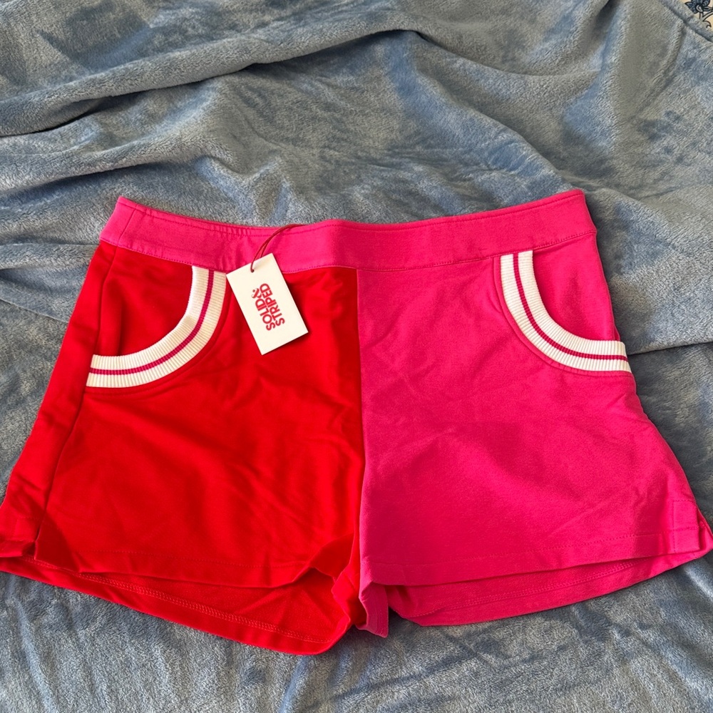 Brand NWT SOLID & STRIPED Sophie Two-tone French Cotton-blend Terry Short Pink